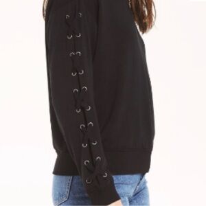 GAP Black Lace-Up Sleeve Sweatshirt